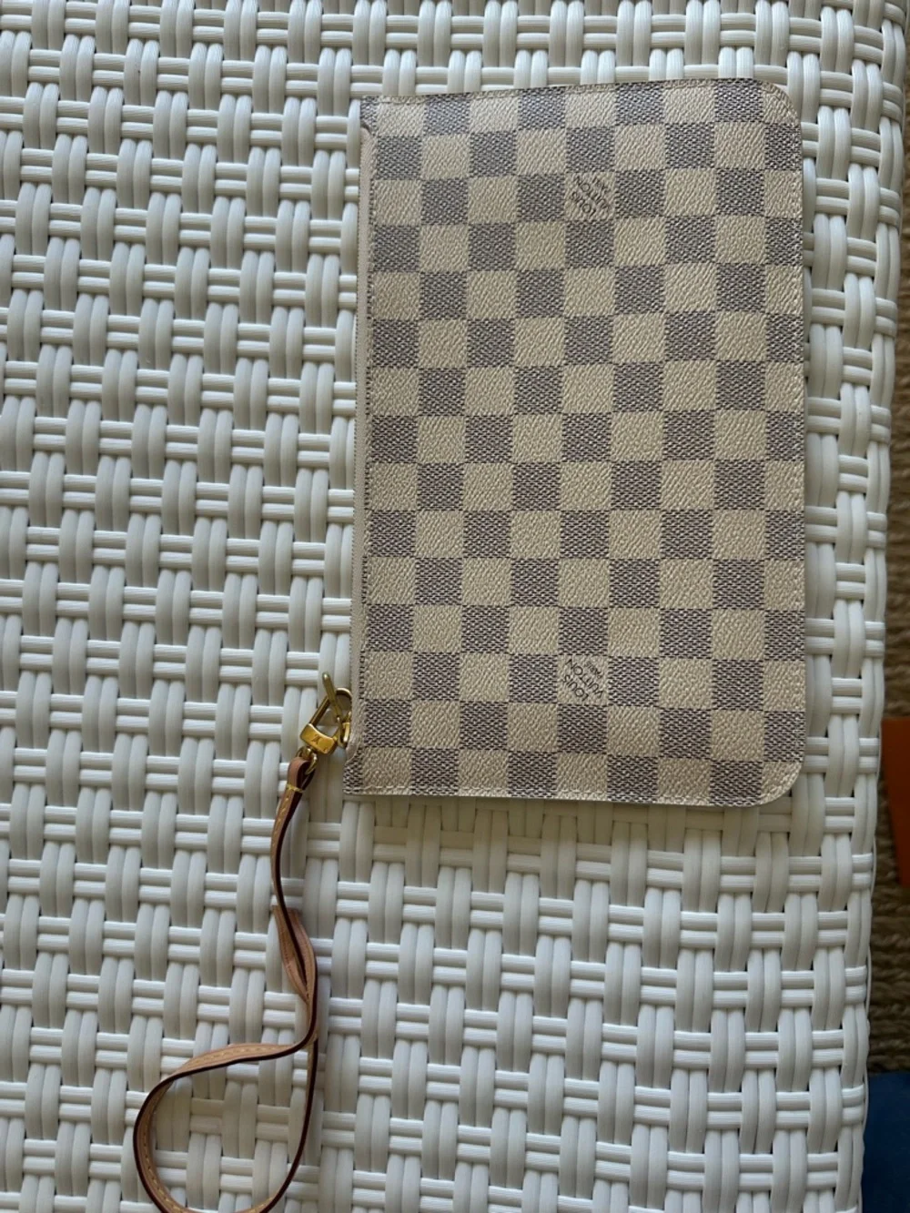 Louis Vuitton Damier Azur Canvas Tote with Tan Leather Trim - Picture 5 of 6